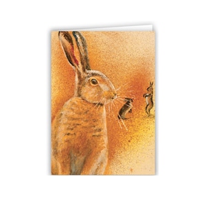 Hare Greeting Card – Warm Countryside Wildlife Illustration