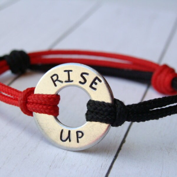 Custom Word Bracelet, Washer Bracelet, Personalized Bracelet, Rise Up, Choose your word
