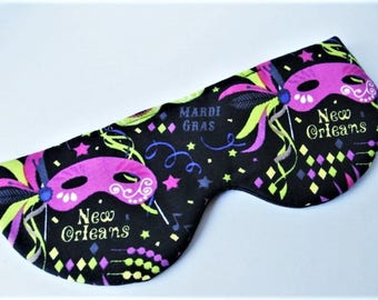 Eye Mask, Sleep Mask, Eye Cover, Night Mask, Sleeping Eye Mask, Travel Eye Mask, Mardi Gras Fabric