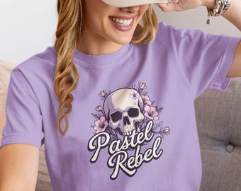 Pastel Floral Skull Comfort Colors T-Shirt – Soft Goth Tee