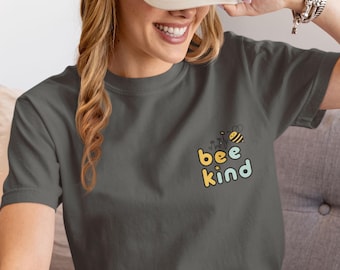 Bee Kind T-Shirt – Pastel Bee & Flower Graphic, Positive Tee