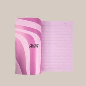 A5 lined Notebook | Brown Softcover, Pink Lined Pages