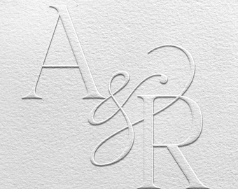 Timbro in rilievo per monogramma personalizzato per matrimonio - Timbro in metallo con sigillo monogramma iniziale per matrimonio, cancelleria per matrimonio, timbro in rilievo per buste per matrimonio, timbro con logo