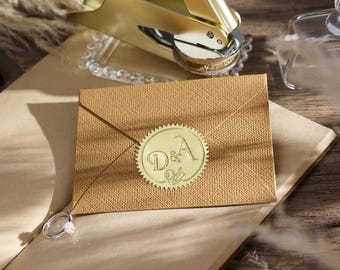 Timbro a secco personalizzato per matrimoni / Timbro a secco personalizzato per cognomi / Timbro a secco personalizzato per monogrammi iniziali / Logo con i nomi degli sposi / Timbro a secco