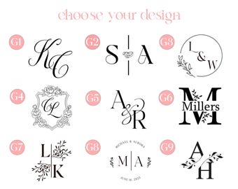 Custom Monogram Wedding Embosser Digital -Wedding Initial Monogram, Wedding Stationery,  Wedding Envelop Embosser Design