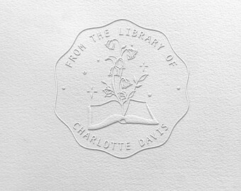 Custom Book Stamp | Personalized Book Embosser | Custom Embosser | From The Library Of | Bookish gifts | Birthday Gifts | Birth Flower