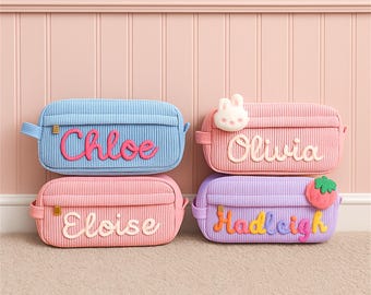 Personalized Corduroy Makeup Bag, Girls Birthday Gift