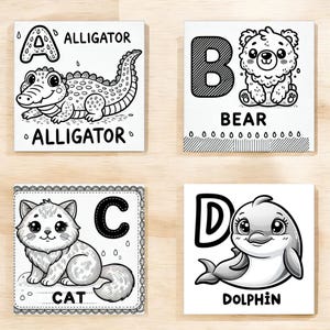 ABC Animal Alphabet Coloring Book - Baby Shower Activity, Digital Download, Cute Animal Pages, Toddler Learning Gift (PDF)