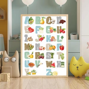 Arte mural – ABC de frutas y verduras – Descarga digital (hasta DIN A3)