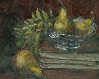 Silver Pears Oil Painting