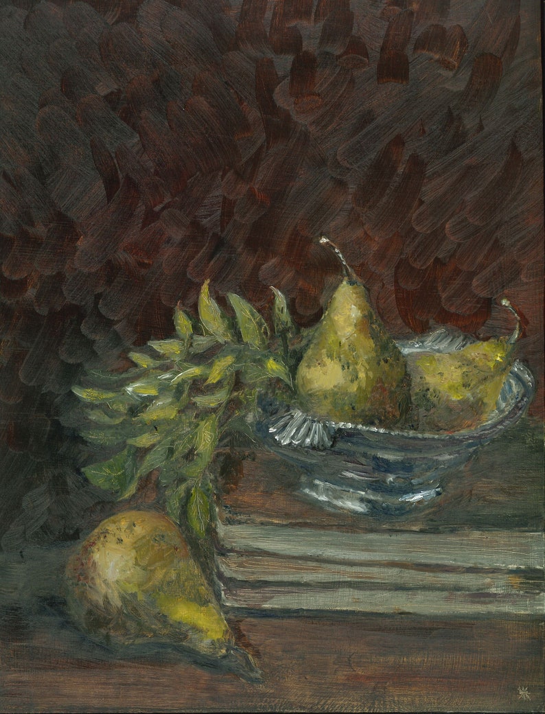 Silver Pears Oil Painting image 1