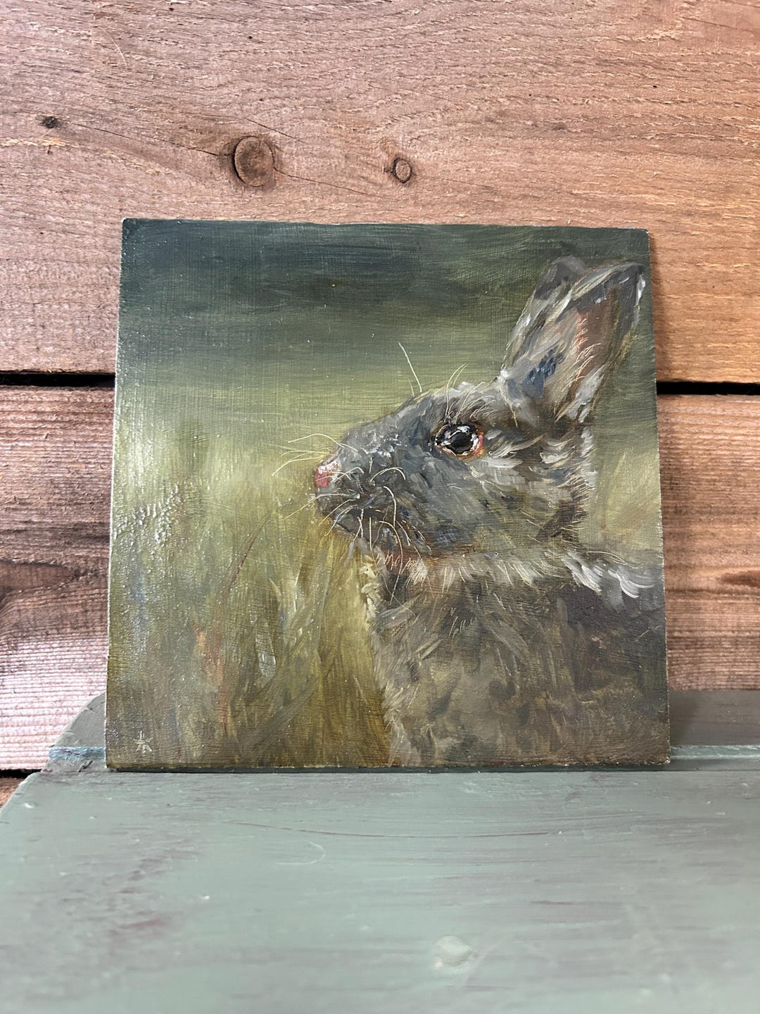Bentley Hart - Original Oil Painting (6x6) | Rabbit Wildlife Art on ...