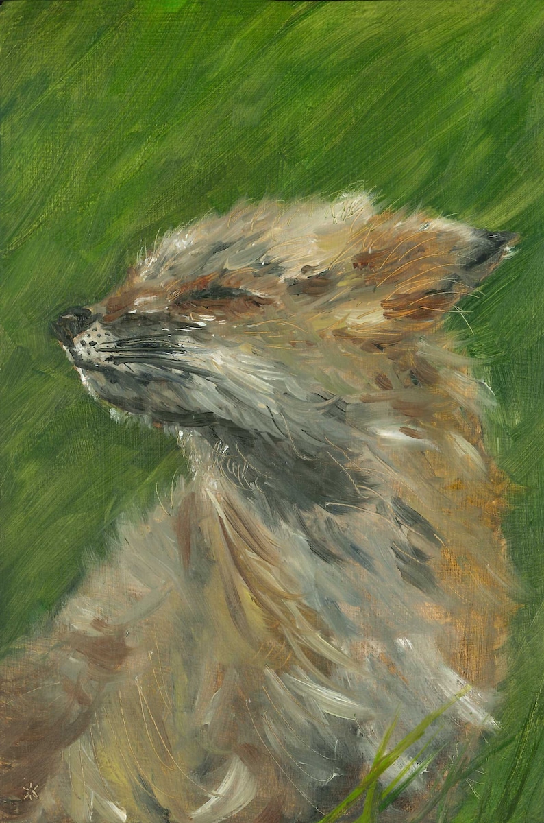 Fox oil painting - savoring the wind