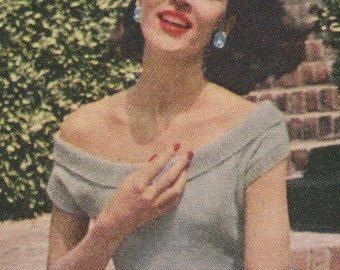 Mid 50s Knitting Pattern Off The Shoulder Evening Blouse PDF File Sizes 12 14 16 18 20