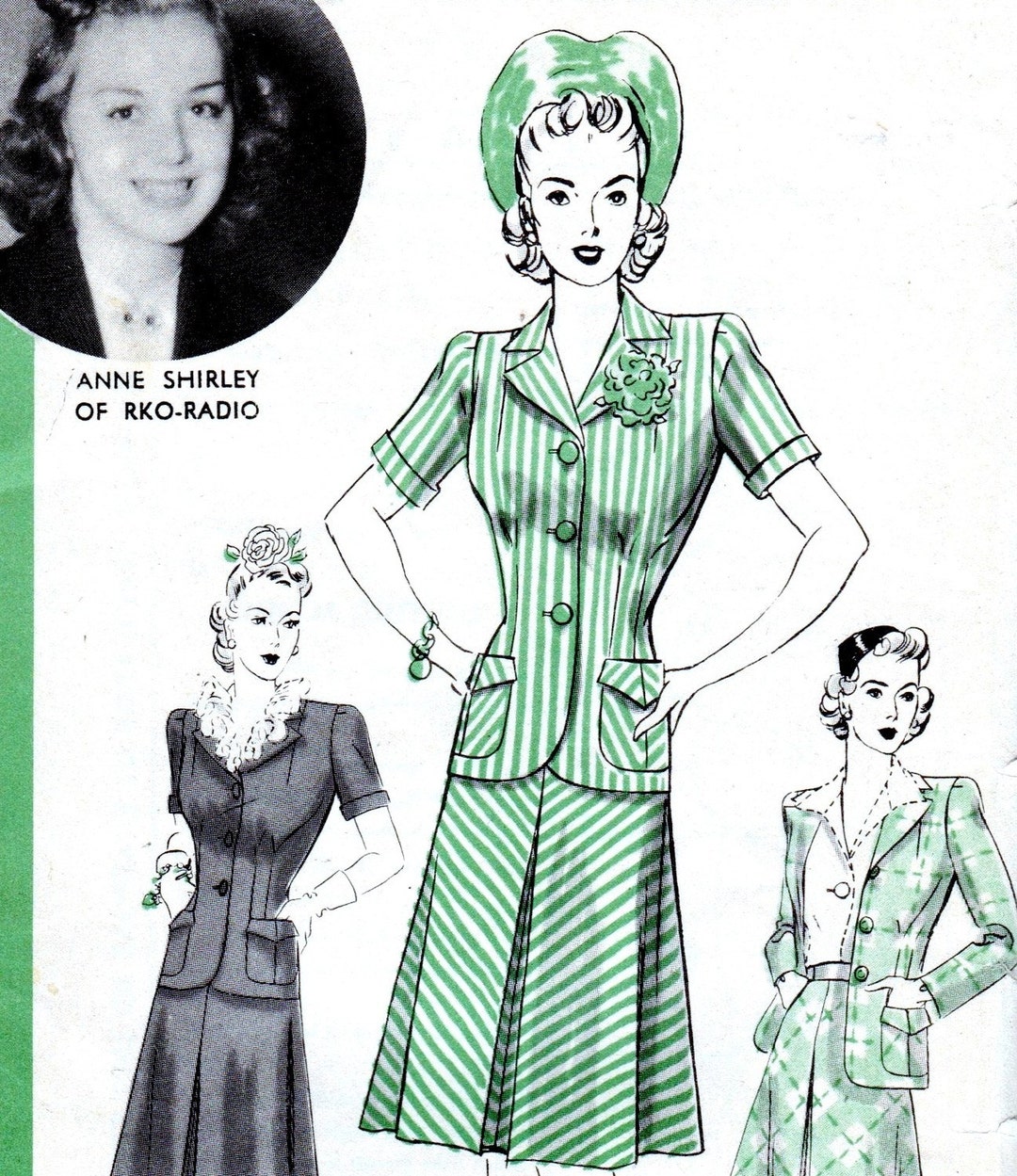 1940s Hollywood 682 Pattern Bust 32 Hip 35 Size 14 Two Piece Suit ...