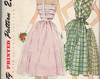 1950s Simplicity Pattern 3252 | Bust 32 Hips 35 Size 14 | Sleeveless Dress Peter Pan Collar Button Tucks Hidden Pockets Full Skirt | Sewing