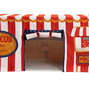 Casita de juegos con mantel, casita de juegos de circo, tienda de juegos de simulación, fuerte de mesa de juegos para niños, casita de juegos para niños, casita de juegos lavable, tienda de juegos para interiores