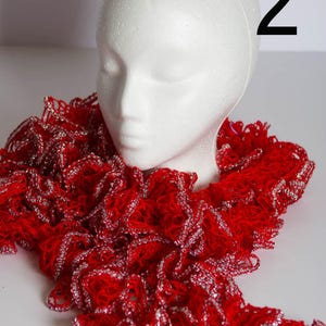 Hand Crochet Scarf - Ruffle Scarf - Lacy Scarf - Women&#39;s Accessory - Hand Made Scarf - Dressy Scarf - Sashay Frilly Scarf - B13