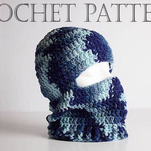 Crochet Ski Mask PATTERN Hunting Mask Ninja Style Riding Hood Winter Face Mask 3 Sizes Child Ski Mask Adult Ski Mask PAT1052 image 1