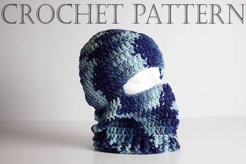 Crochet Ski Mask PATTERN Hunting Mask Ninja Style Riding Hood Winter Face Mask 3 Sizes Child Ski Mask Adult Ski Mask PAT1052 image 1