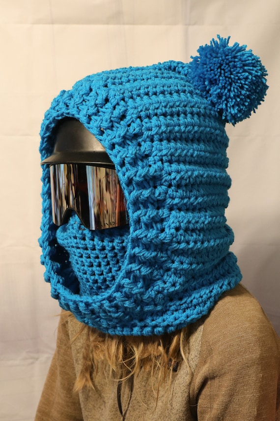 Bonnet crocheté à la main masque de ski à capuche masque de ski sur le  casque masque de ski super volumineux capuche à capuche cagoule 1041 -   France