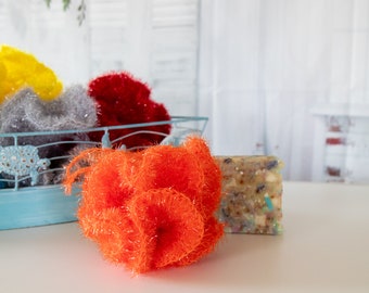 Hand Crochet Exfoliating Shower Pouf - Handmade Bath Loofah - Bath and Spa Accessory - Shower Puff - Shower Scrubby - B19