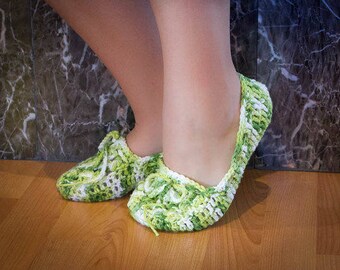 Hand Crochet Slippers - Women's House Slippers - House Shoes - Cotton Slippers - Bedroom Slippers - Booties - B19