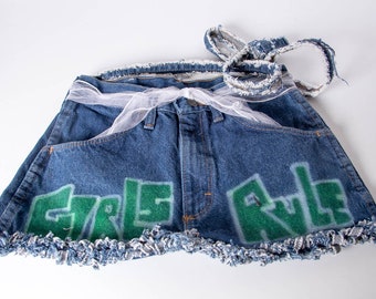 Booty Bag - Upcycled Denim Jeans Purse - Girls Rule Bootie Bag - B21