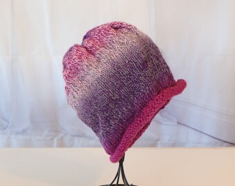 Hand Knitted Slouch Beanie - Knitted Hat - Ski Hat - Women's Hat - Men's Hat - Knitted Beanie - Lavender - P1034 - B31