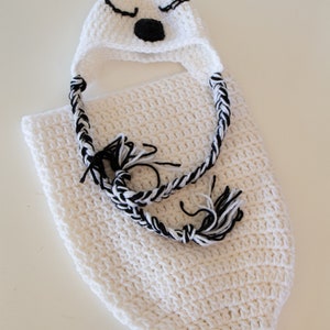 Hand Crochet Newborn Photo Prop - Ghost Cocoon and Hat - Professional Use - B22