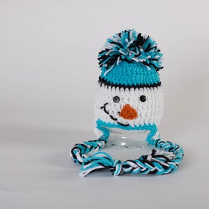 Snowman Hat - Newborn Photo Prop - Snowman Ski Hat - Baby Shower Gift - Ski Hat - Ear Flap Beanie - Snowman - #1004-140-B1-6
