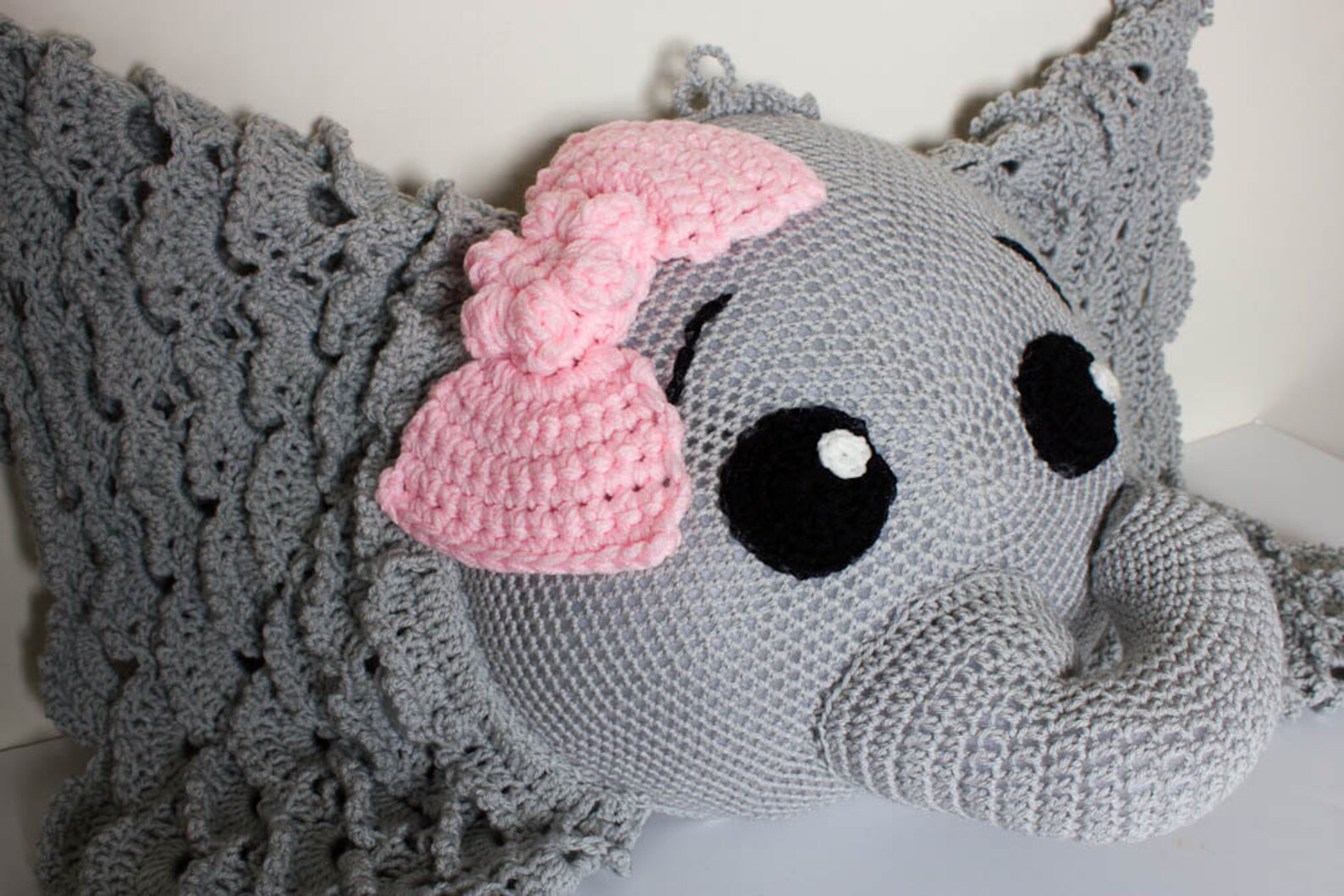 Crochet Elephant Pillow Elephant Throw Pillow Decorative Etsy