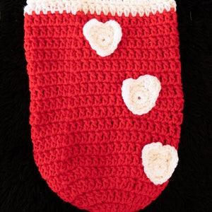 Hand Crochet Newborn Photo Prop - Valentine Cocoon with Hearts - Professional Use - B22