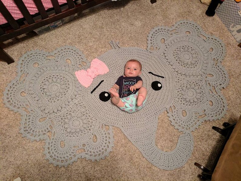 Elephant Rug Crochet Elephant Rug Nursery Decor Josefina Etsy