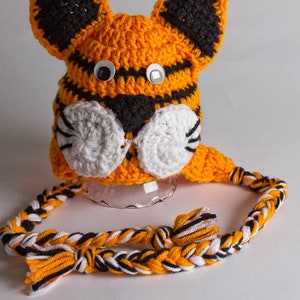Tiger Hat - Newborn Photo Prop - Tiger Ski Hat - Crochet Ski Hat - Animal Hat - Ear Flap Hat - #1004-143-B1-6
