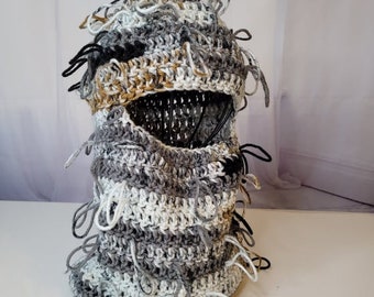 Hand Crochet Distressed Balaclava - ONE SIZE - Messy - Loopy - Reversible - Winter Face Mask - Balaclava Ski Mask - 1052 - B30