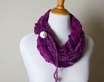 Hand Crochet Artfully Simple PETUNIA Infinity Scarf - Crochet Infinity Scarf - Women's Accessory - Gifts for Her - Handmade Scarf - 2010-B13