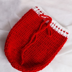 Hand Crochet Cocoon - Red and White Cocoon - Newborn Photo Prop - Christmas Cocoon - Swaddle Sack - Crochet Papoose - Baby Snuggie - B23