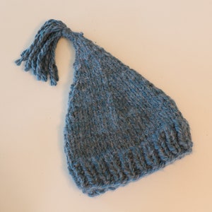 Tassled Elf Hat - Knitted Elf Hat - Hand Knit Beanie - 1037 - B30