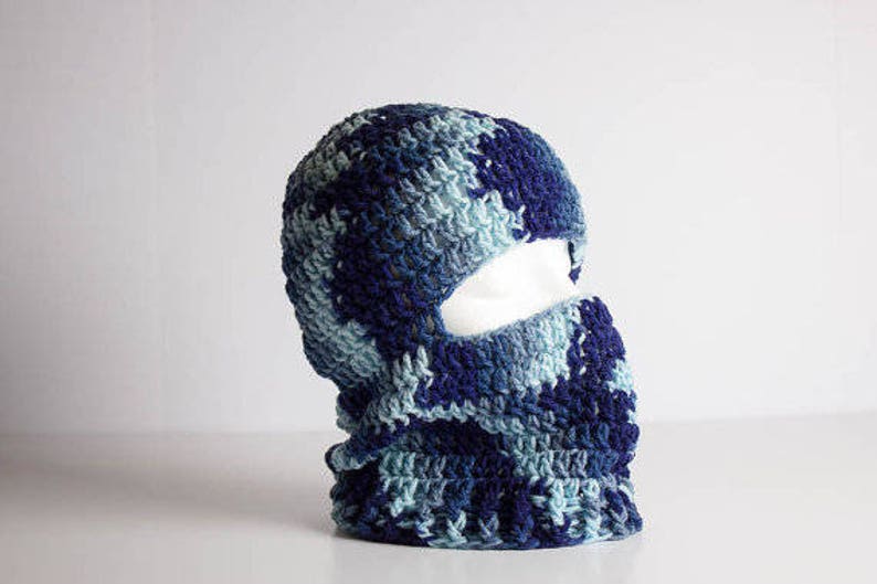 Crochet Ski Mask PATTERN Hunting Mask Ninja Style Riding Hood Winter Face Mask 3 Sizes Child Ski Mask Adult Ski Mask PAT1052 image 3