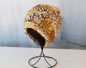 Hand Crochet Sabrie Wool Beanie - Downtown - Chunky Wool Hat - OOAK -  1039-B9