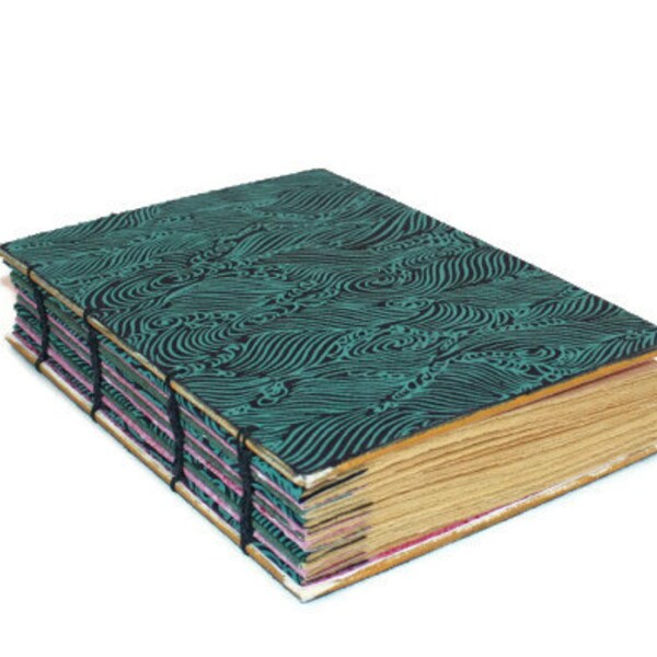 Coptic Bound Journal WIth Wave Designs