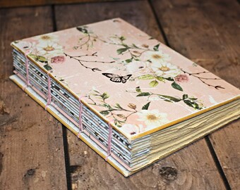 Butterfly Journal, Blank Journal, Garden Notebook, Memory Album, Scrapbook, Coptic bound book, Handmade gift