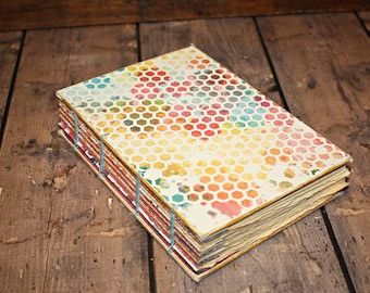 Honey Comb Journal-  Bee journal, Unique Gift - Hostess gift - Blank Notebook - Writing Journal, coptic bound, gardener gift, Colorful Book
