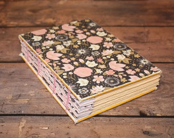 Pink rose Journal, Floral Notebook, Hostess Gift, Birthday Gift, Teacher Gift, bound book, coptic binding, Christmas gift, holiday