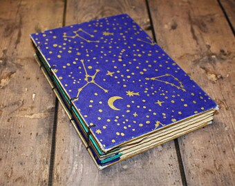 Dream Journal, Constellation book, Coptic Journal, Stars Blank Writing Notebook, Coptic Bound, Sleep notebook, Night sky journal,