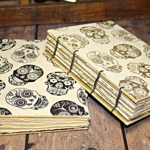 Skull Journal, Day of the Dead, Halloween Journal, Spell Book, Wicca Book, Blank Notebook, Skulls notebook, Halloween Guest Book, creepy