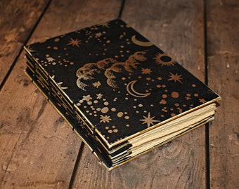 Dream Journal, Moon and Stars, blank book, Coptic Journal, Stars, cloud journal, Writing Notebook, Coptic Bound, Sleep notebook, Night sky
