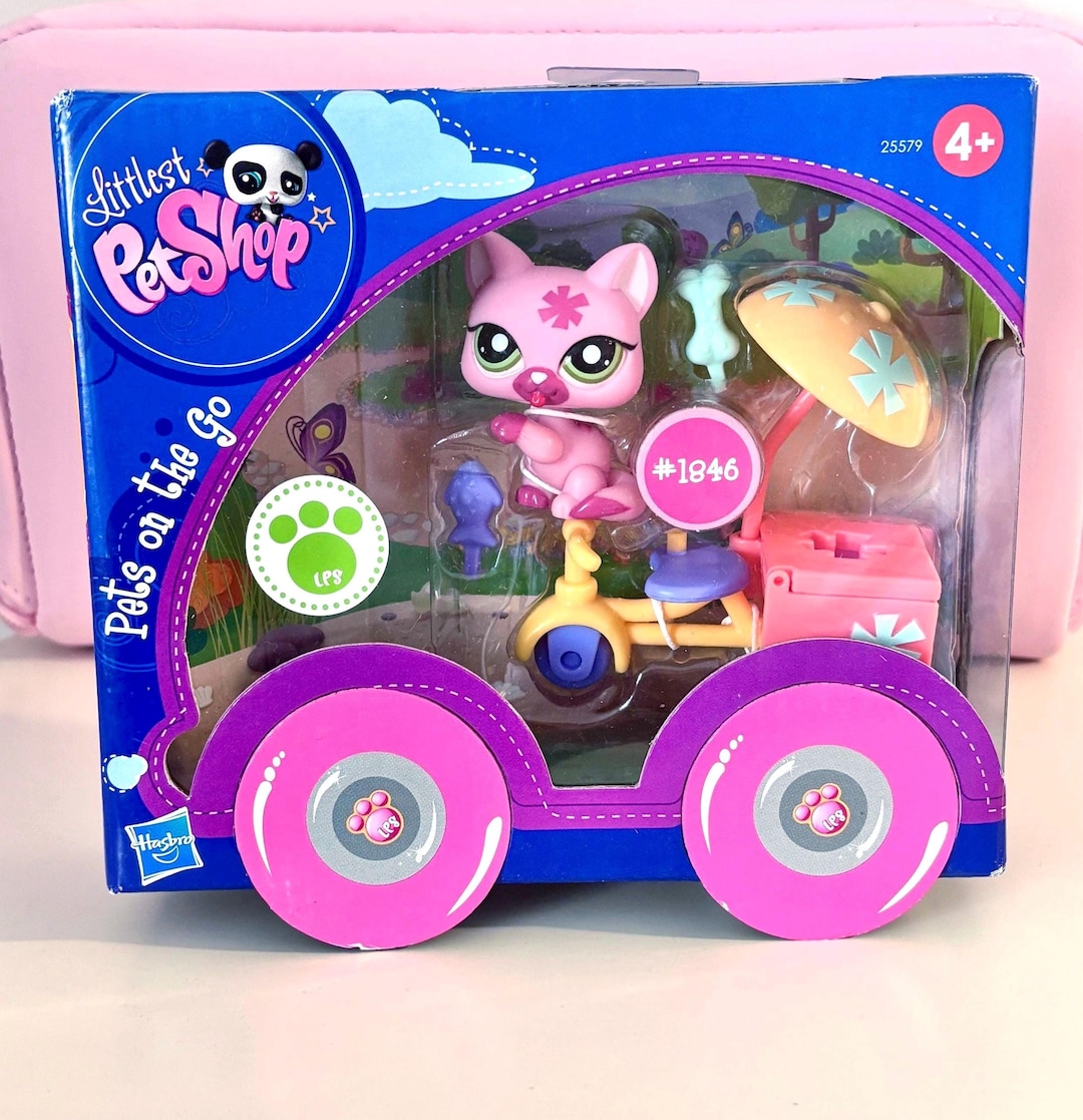 Littlest Pet Shop Pink Kitty #1846 Tricycle Ice Cream Cart LPS Pets on ...