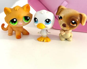 Littlest Pet Shop Seaside Celebration Pets #108 Duck #109 Dog #110 Kitten